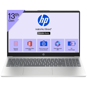 HP 15s Metal Intel Core i3 13th Gen 1315U - (8 GB/512 GB SSD/Windows 11 Home) 15-hr0005TU Thin and Light Laptop (15.6 Inch, Natural Silver, 1.59 Kg, With MS Office)