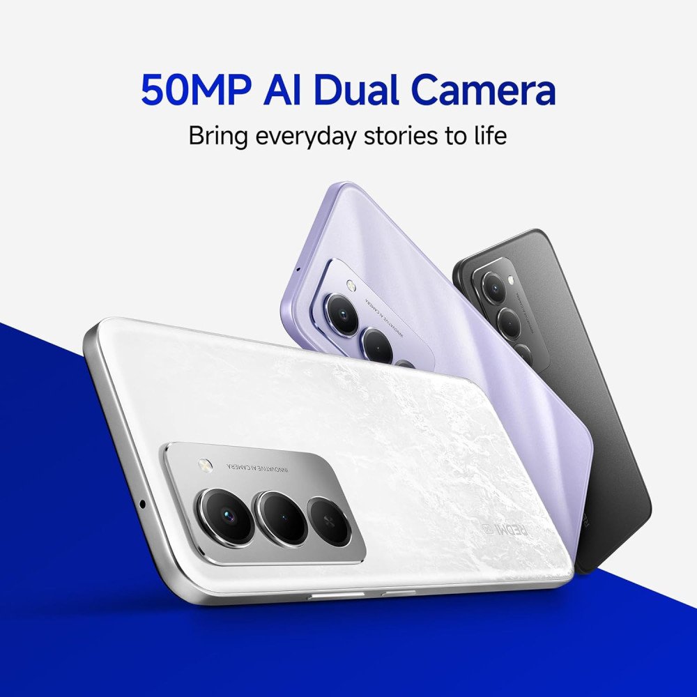 Redmi 15 5G | Segment's Largest 7000mAhA Battery | Segment's Largest Display 17.53cm(6.9) Up to 144Hz | Snapdragon 6s Gen 3 | 18W Reverse Charging | 50MP AI Dual Camera