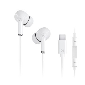 FINGERS AudioPop-C in-Ear Wired Earphone with Type-C Connector (Powerful Bass with 10 mm Neodymium Drivers | in-Built Mic with Controller | 1.2 m Sturdy Cable | Free Zip Case)- Classic White