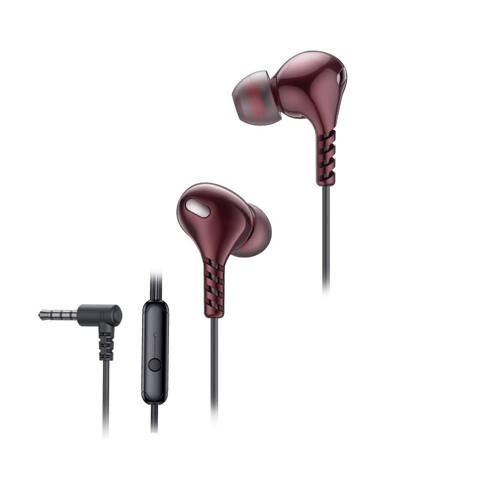 FINGERS SoundGlitz2 Wired Earphones (10 mm Neodymium Driver | Sturdy Cable with L-Pin Connector | Built-in Mic | Free Carry-on Zip Case)
