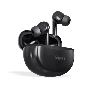FINGERS Go-Hi-3 TWS Earbuds with 17.5 Hrs Playtime | Surround Noise Cancellation Technology | IPX4 Sweat Resistant | Sensitive Touch Controls | Voice Assistant & Type-C Fast Charging (Black)