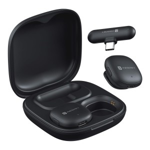 Portronics Vlogmate One India First Ai Powered 2400-2480 MHz Wireless Microphone with Noise Reduction, Lapel Mic with Charging Case, Type C Wireless Mic for Video Recording, YouTube Video