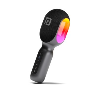 Portronics Dash 2, Wireless Bluetooth Karaoke Mic with 10W Speaker,Upto 10 Hour Playtime, Dynamic RGB Lights, Music Recording, Duet Singing, Mini Karaoke Machine for Car Travel