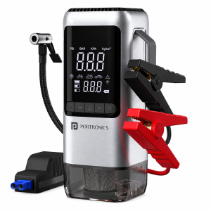 Portronics Vayu Cop 6-in-1 Rechargeable BLDC Car Emergency Kit | 12V Jump Starter, 150 PSI Tyre Inflator, 5000Pa Vacuum Cleaner, 10,000 RPM Air Blower, LED Flashlight & 5W Power Bank - (Black