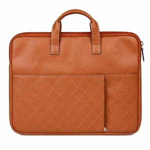 Portronics Encase 104 Laptop Sleeve Bag for 15.6 Inch Laptop, PU Leather Office Bag with Trolley Strap, Handle, Inner Pocket & Accessory Compartments - (Brown)