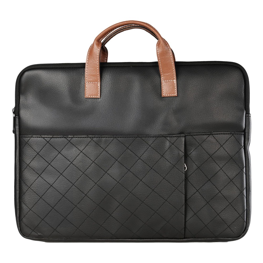 Portronics Encase 104 Laptop Sleeve Bag for 15.6 Inch Laptop, PU Leather Office Bag with Trolley Strap, Handle, Inner Pocket & Accessory Compartments - (Black)