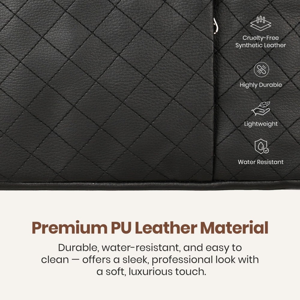 Portronics Encase 104 Laptop Sleeve Bag for 15.6 Inch Laptop, PU Leather Office Bag with Trolley Strap, Handle, Inner Pocket & Accessory Compartments - (Black)