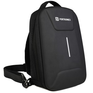 Portronics Byte Mini Unisex Crossbody Sling Bag for Men & Women, Water-Resistant Hard Shell, Fits Up to 13-Inch Devices, Smart Organizer, Lightweight Ergonomic Travel Bag - (Black)