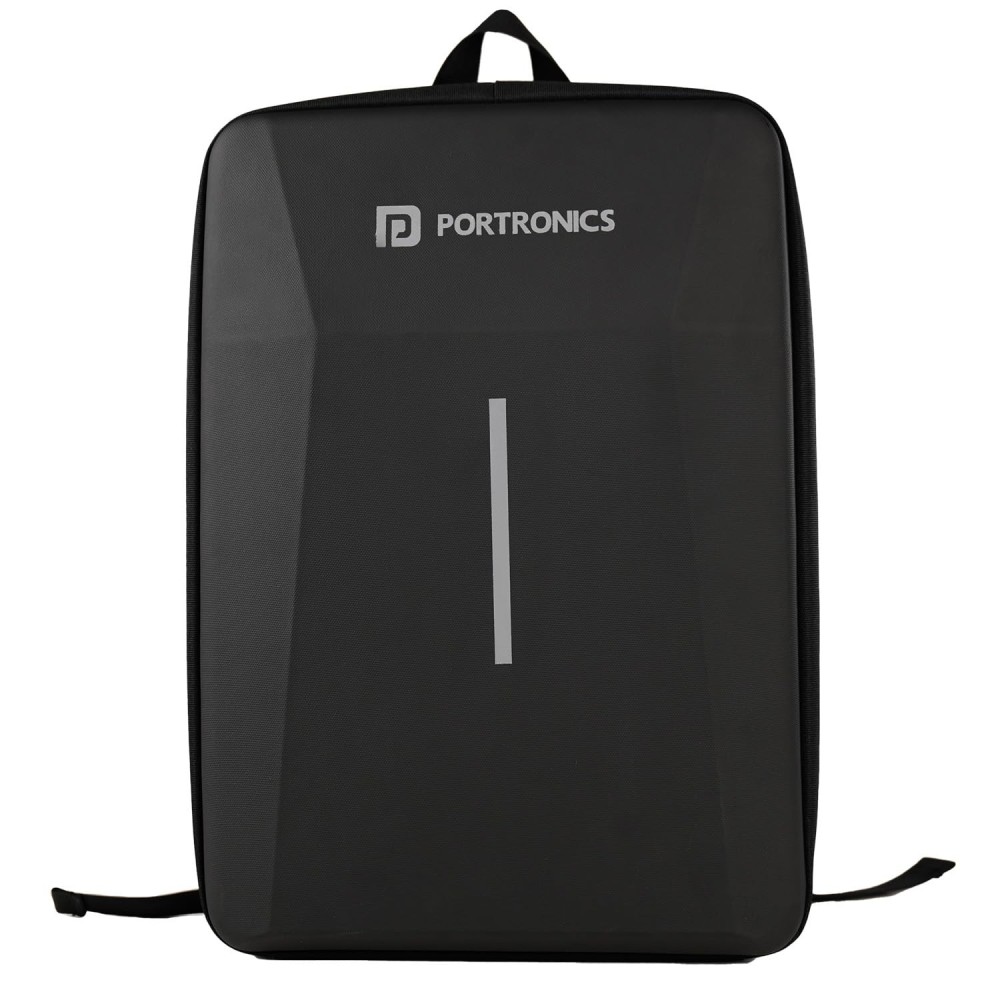 Portronics Byte 2, 15.6 Inch Laptop Backpack with Hard Shell Front, Spill-Resistant Water-Resistant Fabric, Cushioned Straps, Durable Zippers, Unisex Office & Travel Backpack – (Black)