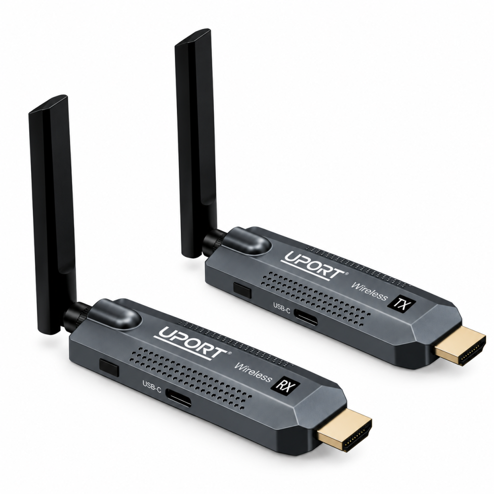 UPORT Wireless HDMI Extender Transmitter Receiver 100M, 1080P 60Hz Full HD Wireless HDMI Kit with Dual-Band WiFi for TV, Projector & Laptop