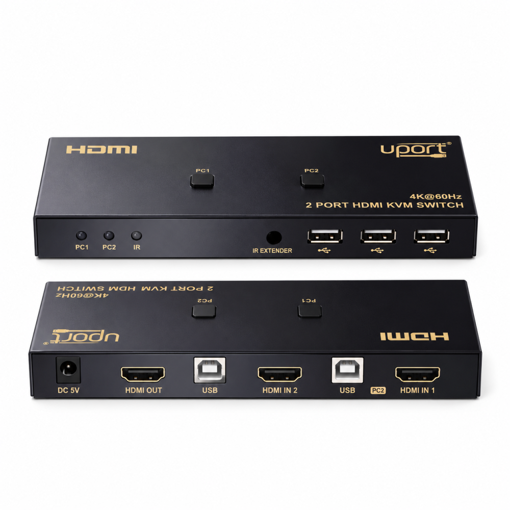 UPORT 2 Port HDMI KVM Switch for 2 Computers, Full HD 1080p HDMI USB KVM Switch with Manual Switching