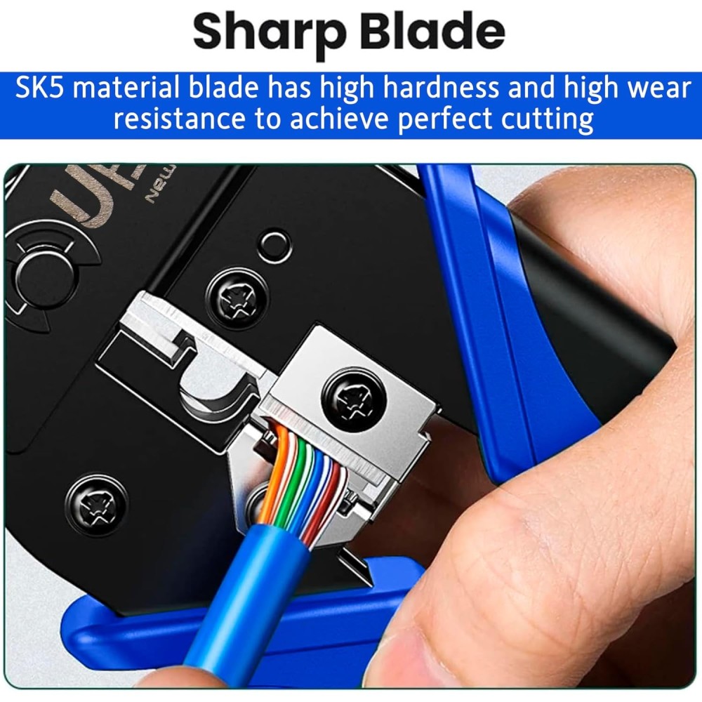 UPORT RJ45 RJ11 RJ12 Crimping Tool, 4P 6P 8P Modular Network Cable Crimper, Wire Stripper & Cutter for CAT5 CAT5e CAT6