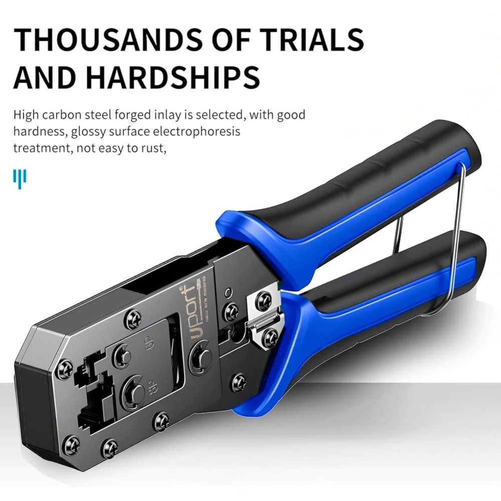 UPORT RJ45 RJ11 RJ12 Crimping Tool, 4P 6P 8P Modular Network Cable Crimper, Wire Stripper & Cutter for CAT5 CAT5e CAT6