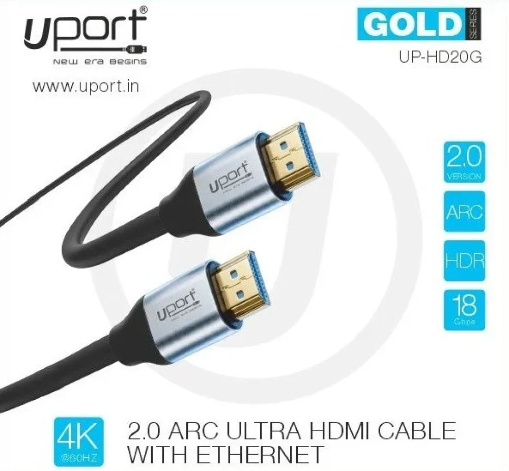 UPORT 15M HDMI 2.0 Cable 4K 60Hz, 18Gbps High Speed Gold Plated HDMI AOC Cable for TV, Projector, Gaming & PC