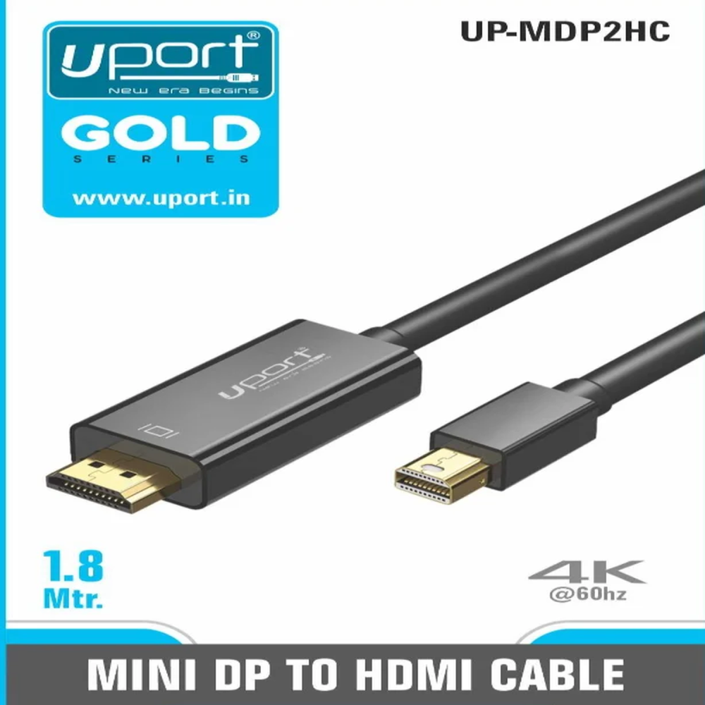 UPORT Mini DisplayPort to HDMI Cable 1.8M, HDMI 2.0 High Speed 4K 60Hz Gold Plated Cable for Projector & DVD Player