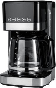 Chanmart Basics Programmable Coffeemaker with Carafe and Reusable Filter, Stainless Steel, 12 Cups, Black