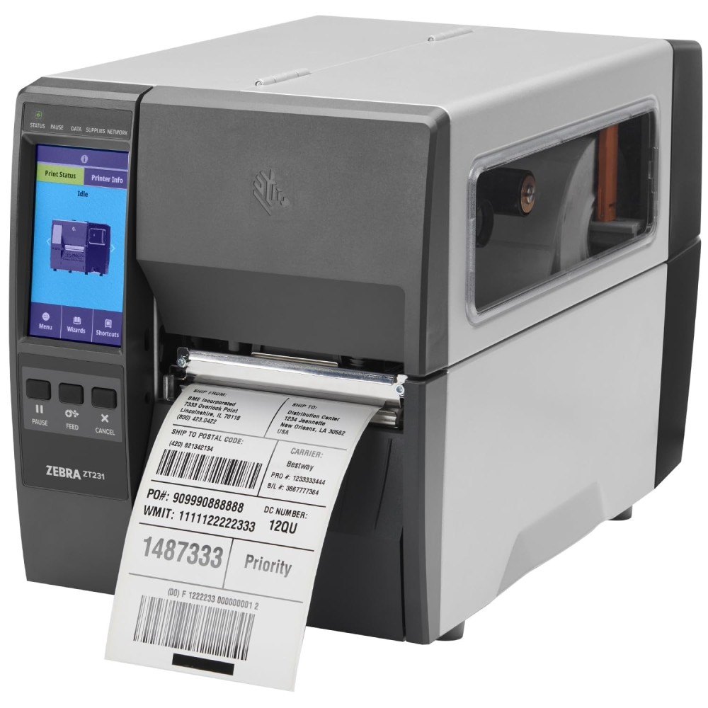 Zebra ZT231 Thermal Shipping Label Printer 4 Inches 200 DPI Desktop Barcode Receipt Commercial with 4.3-Inch Color Touch Display with Intuitive Menu for Quick Operation and Settings Management(Black)