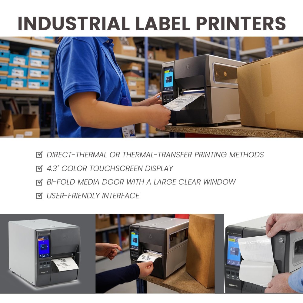 Zebra ZT231 Thermal Shipping Label Printer 4 Inches 200 DPI Desktop Barcode Receipt Commercial with 4.3-Inch Color Touch Display with Intuitive Menu for Quick Operation and Settings Management(Black)