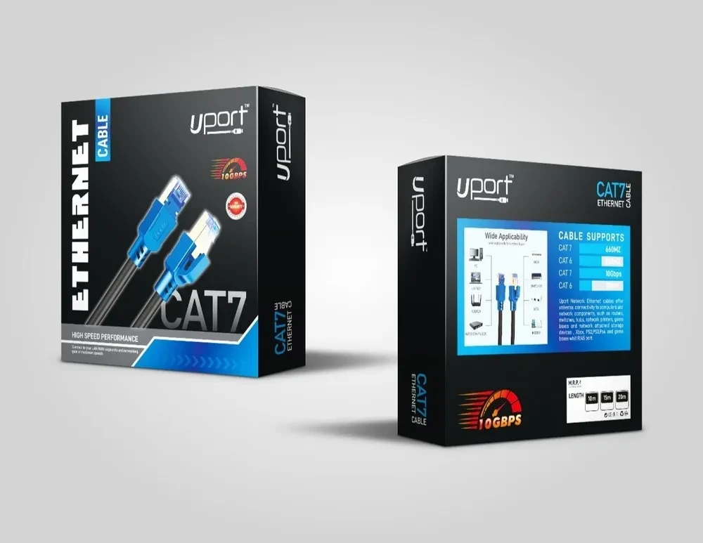 UPORT CAT 7 Patch Cord Cable 1.5M to 20M, 10Gbps High Speed Ethernet LAN Cable, Cat7 STP Network Cable, 600MHz Broadband Internet Cable - (Black)