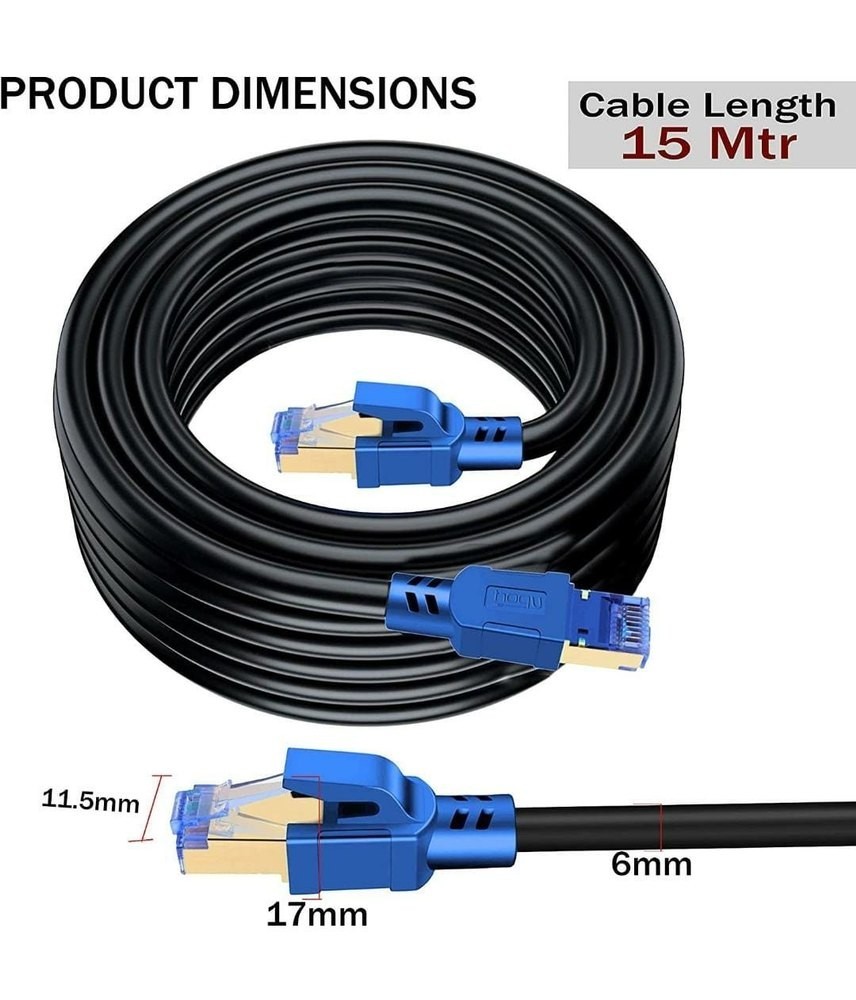 UPORT CAT 7 Patch Cord Cable 1.5M to 20M, 10Gbps High Speed Ethernet LAN Cable, Cat7 STP Network Cable, 600MHz Broadband Internet Cable - (Black)