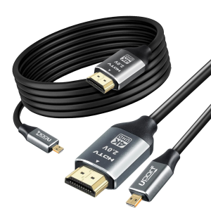 UPORT Micro HDMI to HDMI 2.0 Cable 1.8M (6 Feet), 4K@60Hz High Speed Cable, Micro HDMI Type D to HDMI Type A, Gold Plated, Compatible with Camera, Laptop, Projector, Monitor & HDTV
