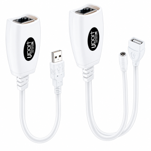 UPORT USB 2.0 RJ45 Extension Adapter 60M, USB to LAN Extender over Cat5/Cat5e/Cat6 Ethernet Cable, Long Distance USB Extension for Keyboard, Mouse, Printer, Camera & Other USB Devices.