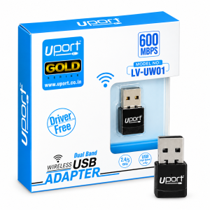 UPORT USB 5G WiFi Adapter 600Mbps Dual Band Wireless USB WiFi Receiver Dongle, High-Speed 2.4GHz/5GHz WiFi Adapter for PC, Laptop & Desktop, Plug & Play Wireless Network Adapter - (Black)