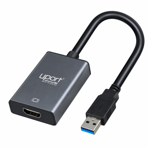 UPORT USB 3.0 to HDMI Converter Adapter 1080p Full HD, USB to HDMI Display Adapter for PC, Laptop, Projector & Monitor, Audio Support, Dual Display, Windows Compatible, Plug & Play - (Black)