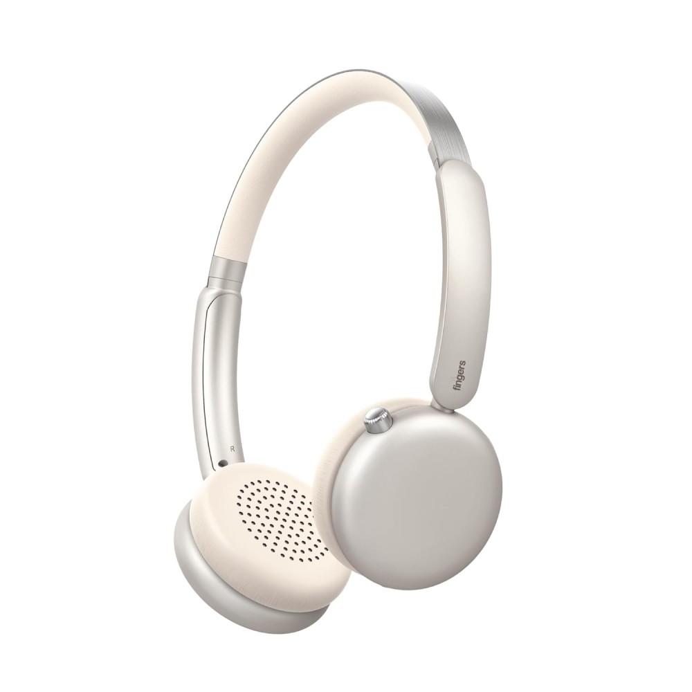 FINGERS 3D-Trance ANC Wireless Headphones (52 dB Deep Active Noise Cancellation, 360° Spatial Sound, 120 Hrs Playtime, 40ms Low Latency, Multi-Point Pairing, Premium Zip Case Bundled), Pearly