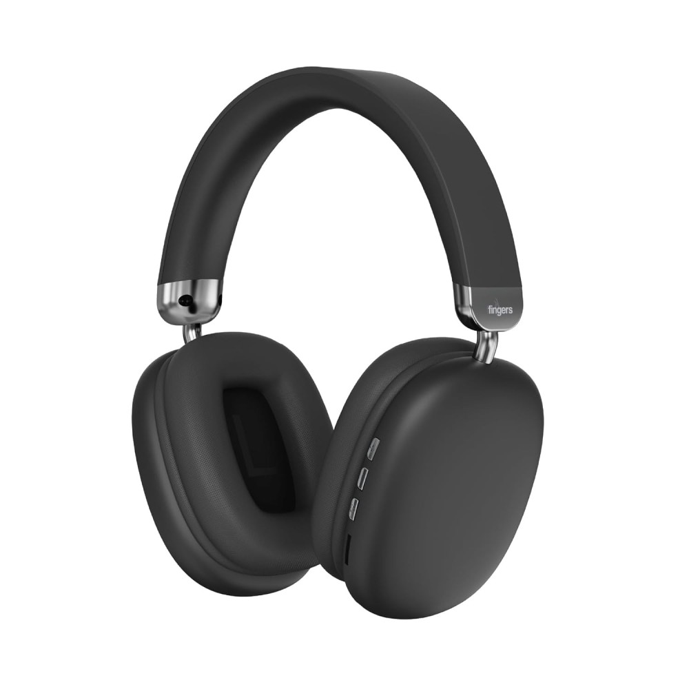 FINGERS Jovia-H7 Wireless Over-Ear Headphones (Immersive Bass, Luxe Design, 18-Hour Playtime, Noise-Isolating Fit, Bluetooth® | FM Radio | MicroSD | AUX, Made in India) - Gentle Grey