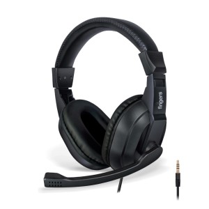 FINGERS S10 Wired On-Ear Headphone with Adjustable Mic - 40 mm Powerful Drivers & Inline Volume Control (Black)