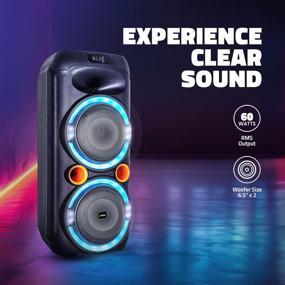 Artis SoundMax 1000 60W Wireless Bluetooth Party Speaker with EQ Mode/FM/USB/Aux in/TF Card & Wireless Mic.