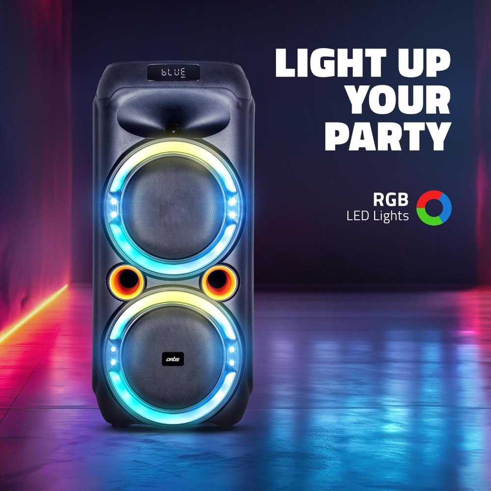Artis SoundMax 1000 60W Wireless Bluetooth Party Speaker with EQ Mode/FM/USB/Aux in/TF Card & Wireless Mic.