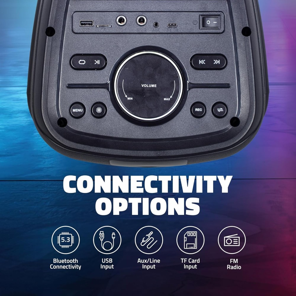 Artis SoundMax 1000 60W Wireless Bluetooth Party Speaker with EQ Mode/FM/USB/Aux in/TF Card & Wireless Mic.