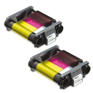 Evolis Badgy CBGR0100C YMCKO Color Ribbon for Badgy100 & Badgy200 ID Card Printers | 2-Pack | 100 Prints Per Ribbon | Genuine Evolis