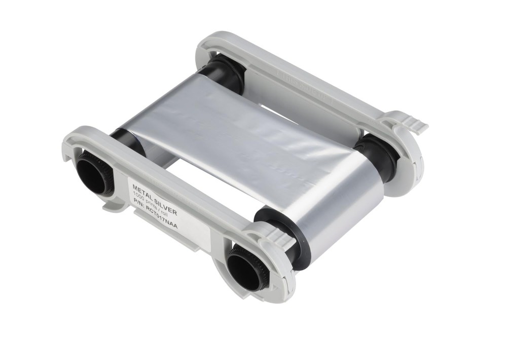 Evolis Metallic Silver Monochrome Ribbon | 1000 Prints/Roll | Compatible with Elypso, Primacy & Zenius ID Card Printers | Genuine Evolis Consumable