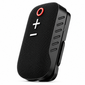 Portronics Talk Three Wearable Bluetooth Speaker with Mic, Magnetic & Spring Clip-On, Bluetooth 5.3, Up to 10 Hours Playtime, IPX5 Water & Dust Resistant, Big Buttons, Portable Wireless Speaker with Microphone – (Black)