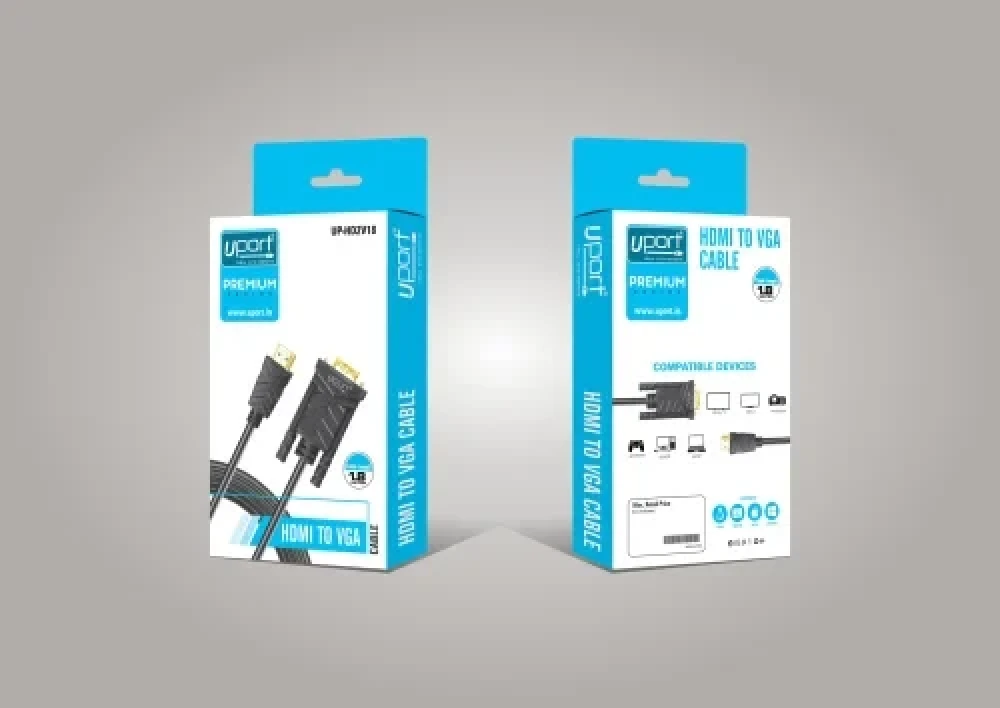 UPORT HDMI to VGA Cable 1.8M, 1080p HD Video Adapter for Computer, Laptop, PC to Projector - (Black)