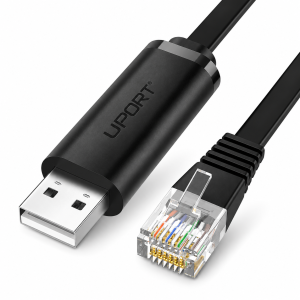 UPORT USB 2.0 to RJ45 Console Cable with FTDI Chip, RS232 Serial Adapter, 5FT Black for Cisco Router, Switch, Linux, Windows & Mac - (Black)