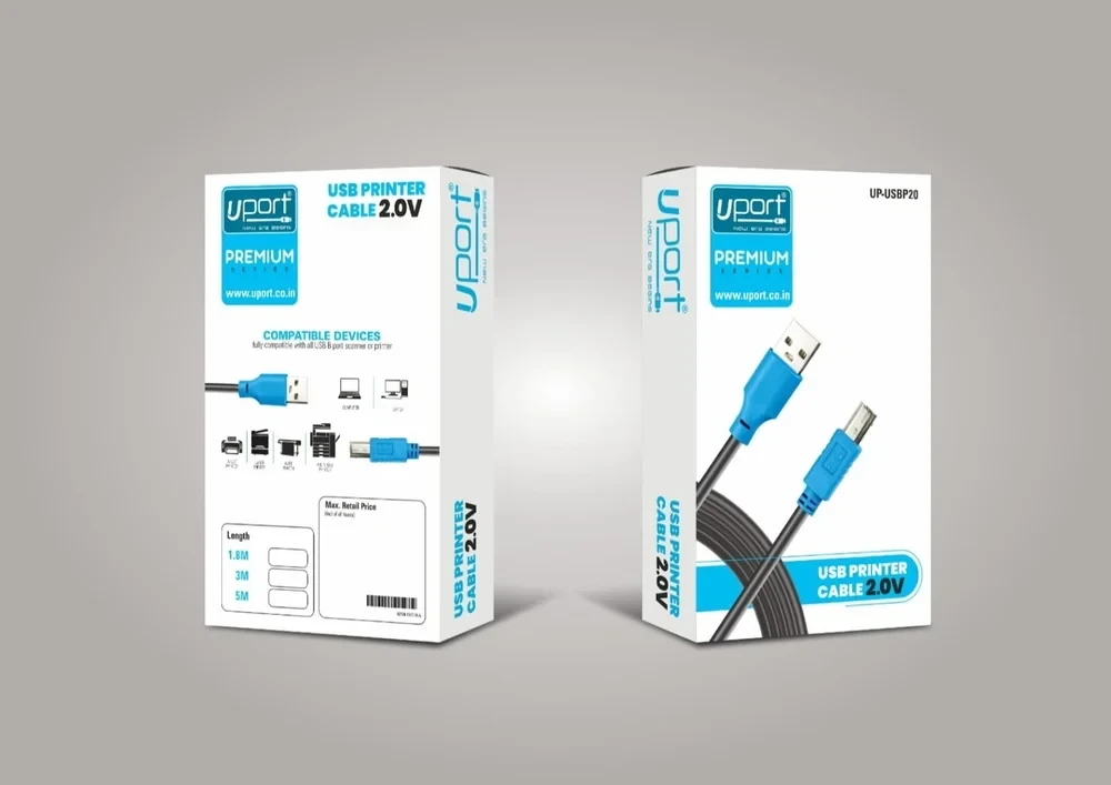 UPORT USB Printer Cable USB A to USB B 2.0, 1.8/3/5/10M Black Cable for Inkjet Printer, Scanner & Copier