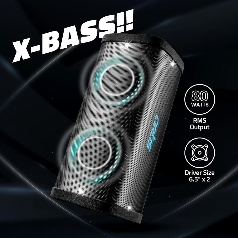 Artis BT808 80W Wireless Bluetooth Party Speaker with FM/USB/Aux in/Mobile Stand & 2X UHF Wireless Mic.