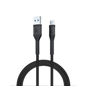 FINGERS RuggTwist-C02 Type-C Mobile Cable with Cotton Braided Material, 3 Ampere Fast Charging & 480 Mbps Data Transfer, 1 meter - Zebra Black Visit the FINGERS Store