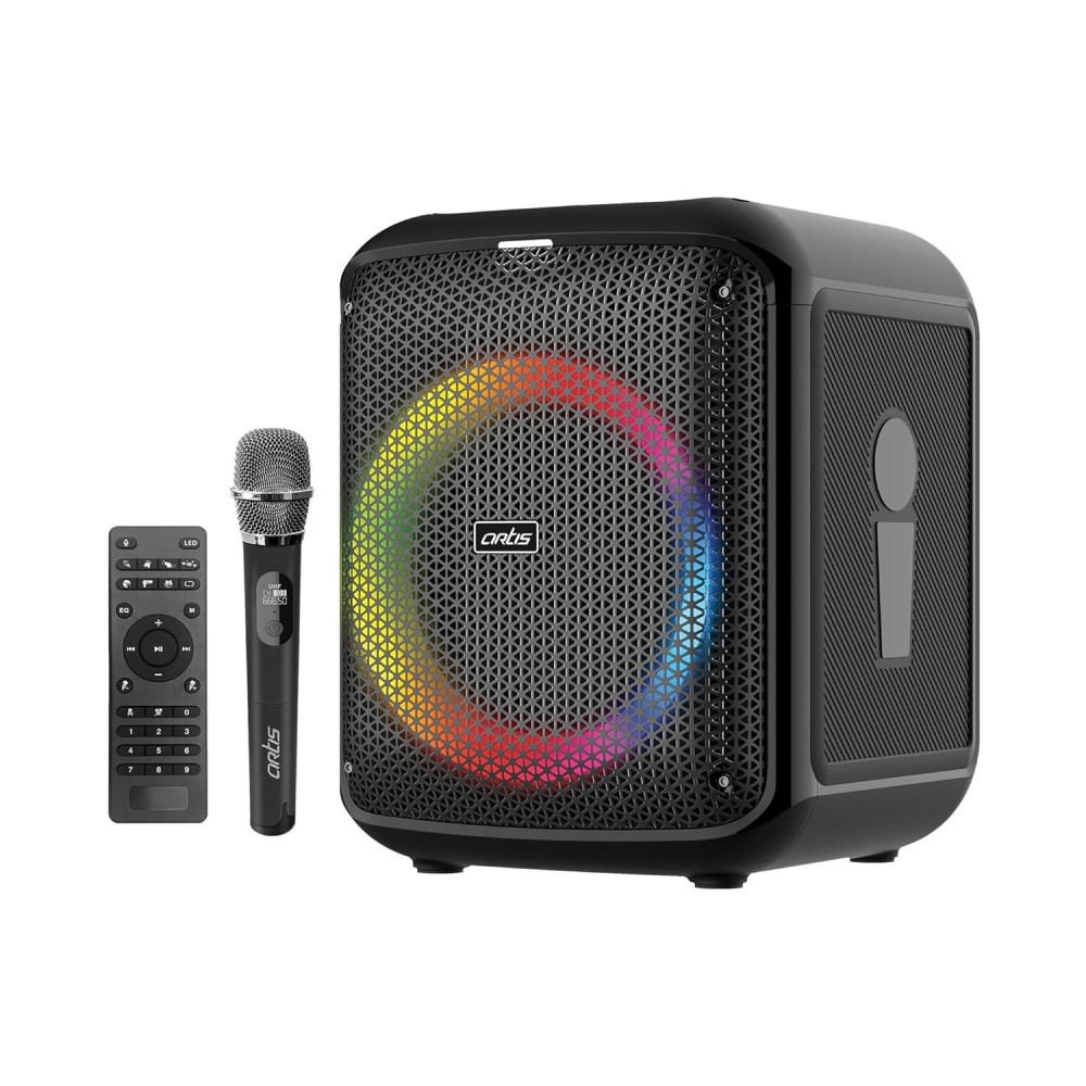 Artis SoundPro 110 Bluetooth Party Speaker with USB/TF Card/AUX Input/FM Radio/Wireless Mic & Wireless Remote (Black)