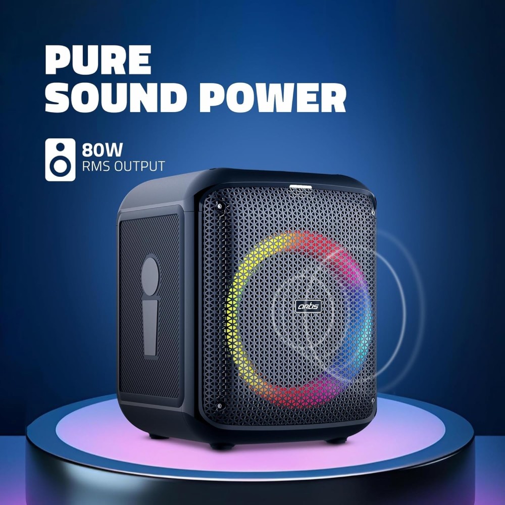 Artis SoundPro 110 Bluetooth Party Speaker with USB/TF Card/AUX Input/FM Radio/Wireless Mic & Wireless Remote (Black)