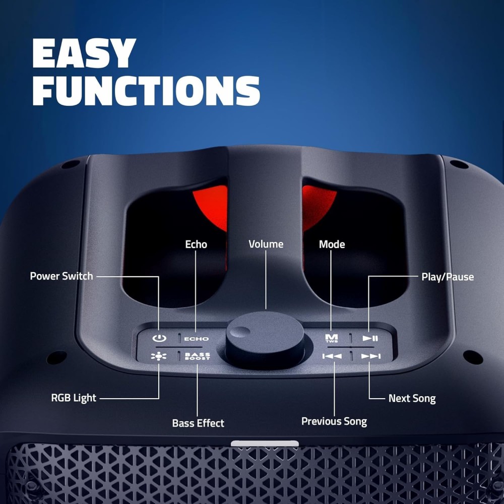 Artis SoundPro 110 Bluetooth Party Speaker with USB/TF Card/AUX Input/FM Radio/Wireless Mic & Wireless Remote (Black)