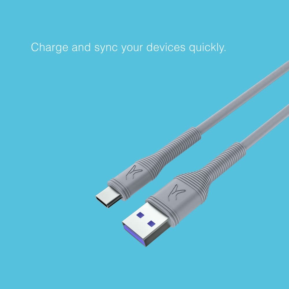FINGERS FSP-C5A USB-A to Type-C 5.0 A Max Transfer Speed Up to 480 Mbps Mobile Cable (Steel Grey)