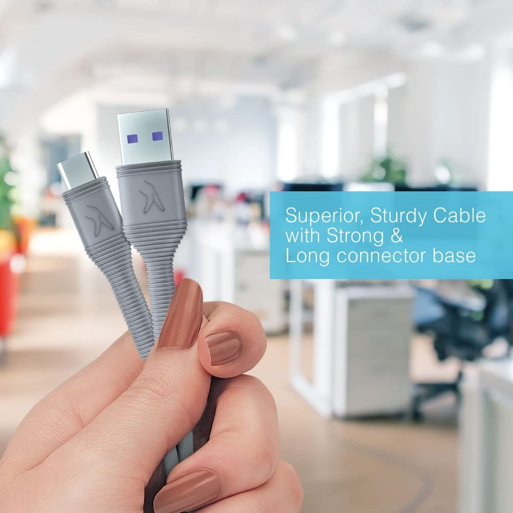 FINGERS FSP-C5A USB-A to Type-C 5.0 A Max Transfer Speed Up to 480 Mbps Mobile Cable (Steel Grey)