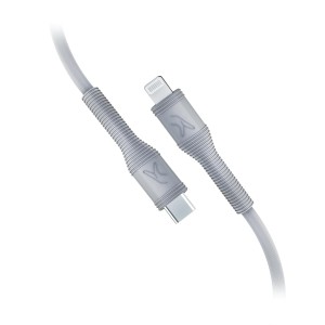 FINGERS FMC C2L2 Mobile Cable [USB Type-C to Lightning (up to 20 W) & High-speed Data Transfer (speed up to 480 Mbps) | 1 meter, Steel Grey]