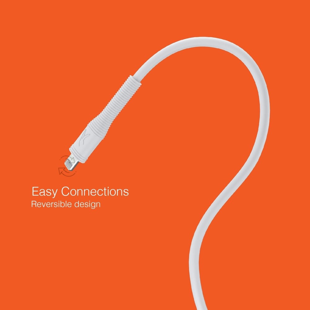FINGERS FMC-L14 (2.4 A Fast Charging, 480 Mbps Data Sync/Transfer, 1 Meter Long) USB Mobile Cable for Apple Devices - Classic White