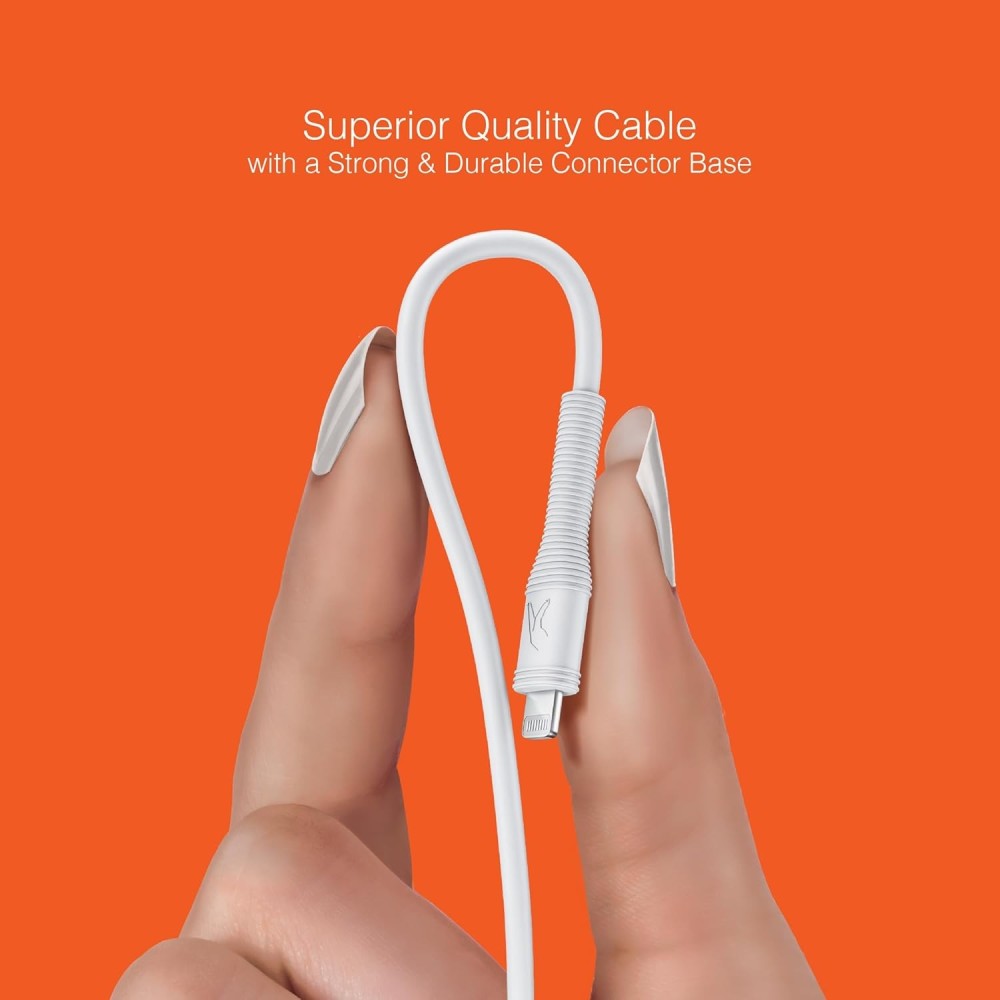 FINGERS FMC-L14 (2.4 A Fast Charging, 480 Mbps Data Sync/Transfer, 1 Meter Long) USB Mobile Cable for Apple Devices - Classic White